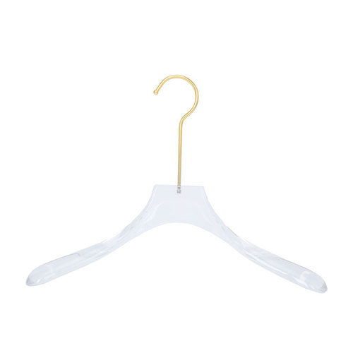 Ready to ship Clear Acrylic Hanger For Coat Suit Luxury Golden Hook Customize
