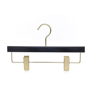Ready to ship Black Acrylic Pant Hanger With Two Layer Golden Clips Luxury