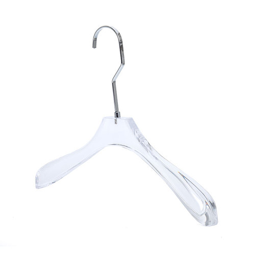 Ready to ship Hot Sale Custom Acrylic Coat Cloth Hanger With Chrome Hook
