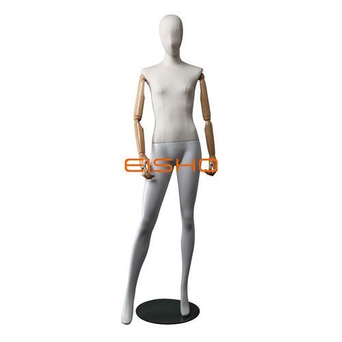 Window Display Cloth Body Full Body Wholesale Female Mannequin with Flexible Wooden Arms